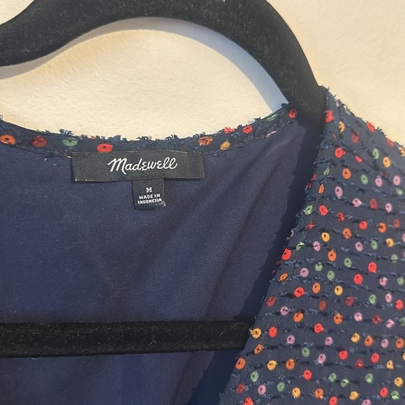 Madewell Blue Long Sleeve Wrap Blouse - Picture 4 of 6
